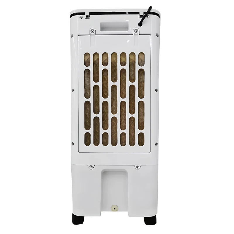 Windowless air cooler with humidifying and air purifying modes in modern office setting with plants