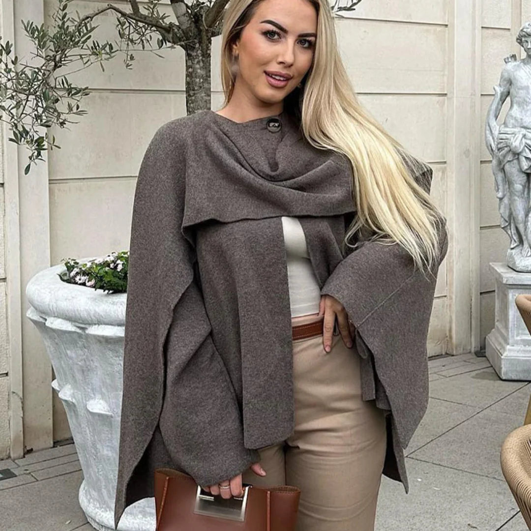 Oversized coat with open front and structured textured finish for winter wear