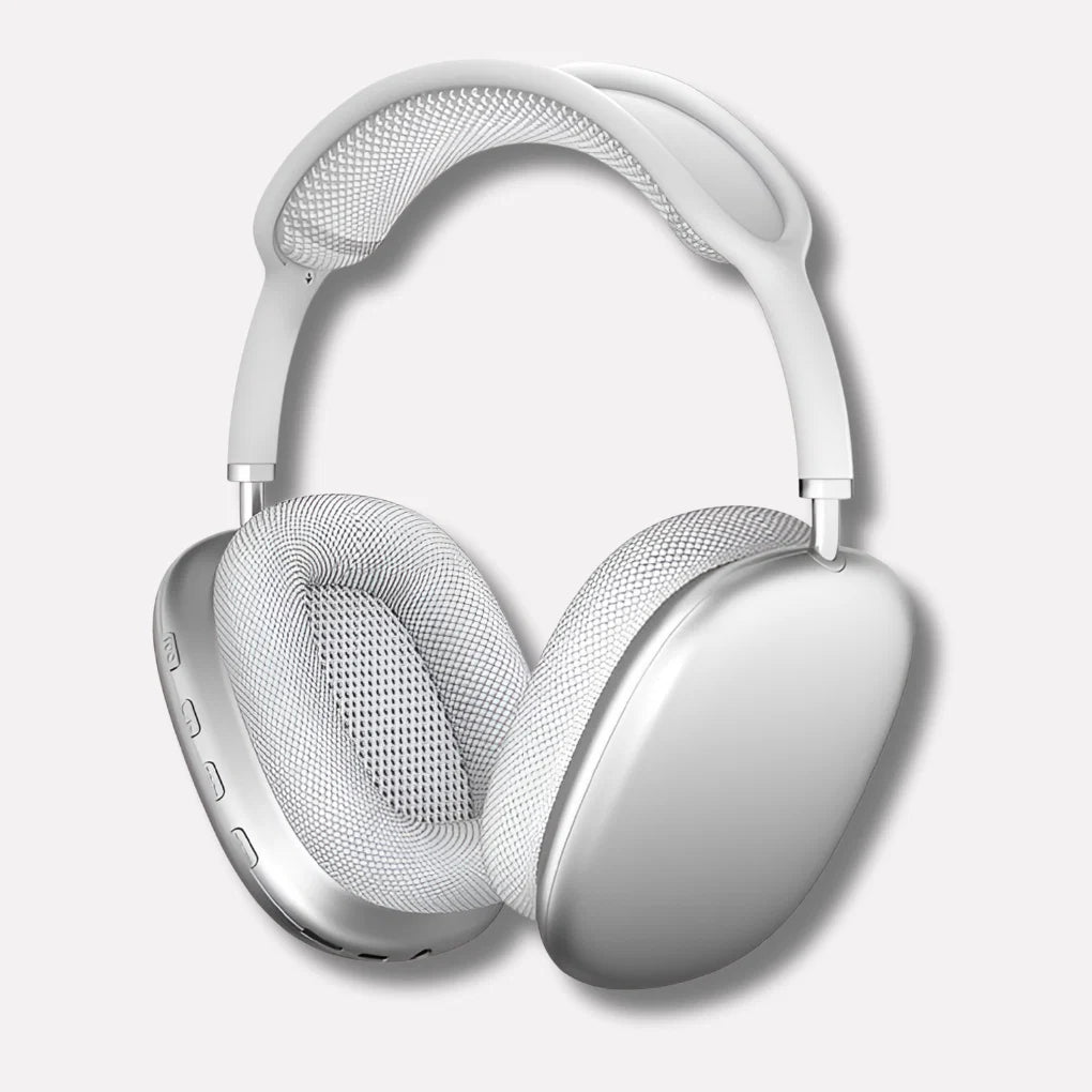 Side view of men's Bluetooth headphones with built-in controls and smooth matte finish on ear cups
