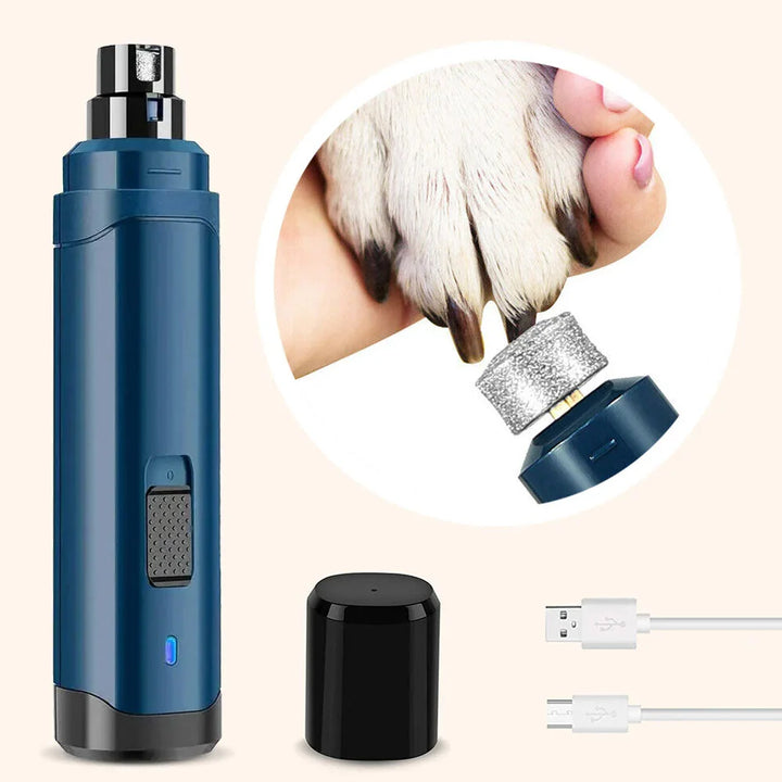 Close-up view of diamond-bit grinding head and adjustable port on pet nail grinder