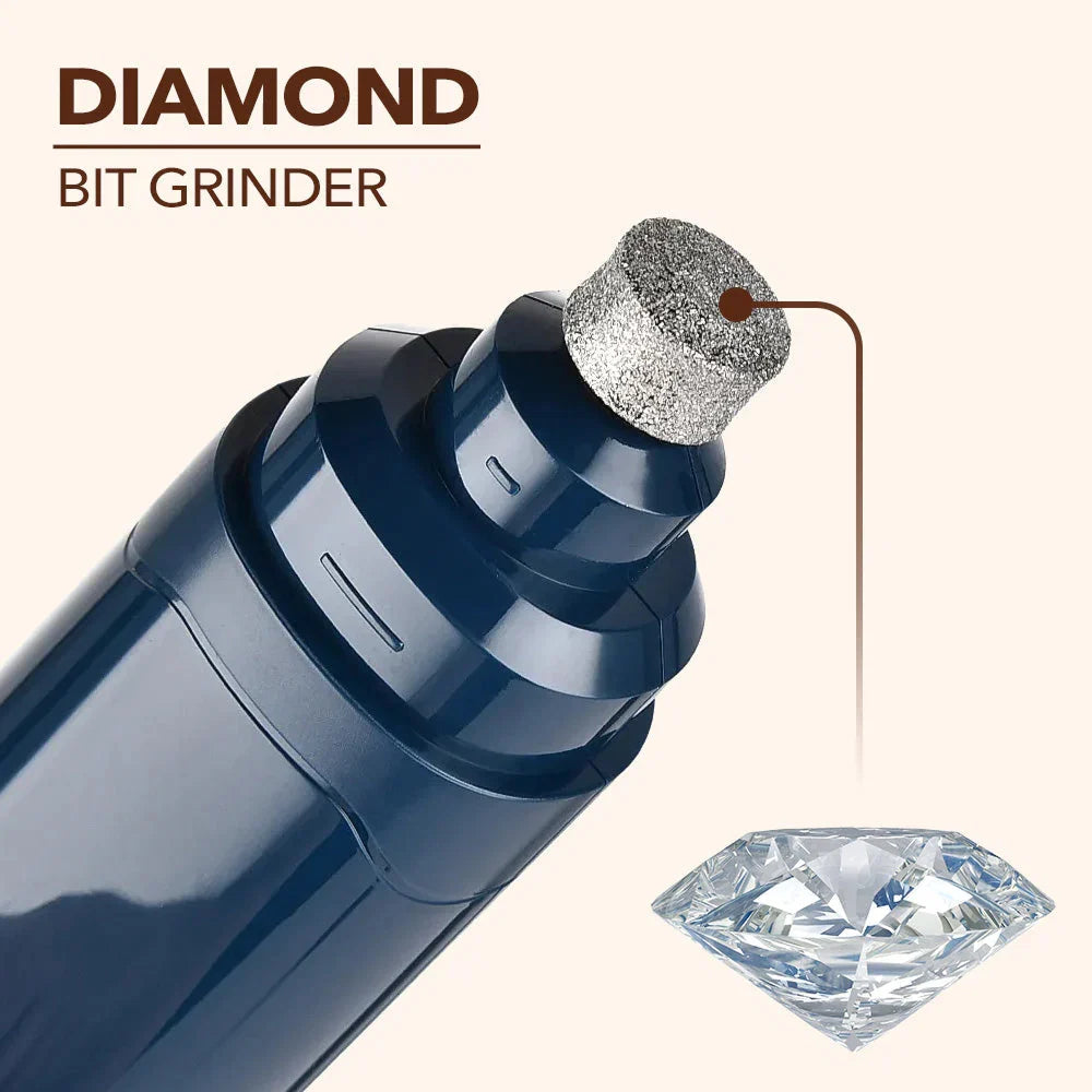 Top view of chrome grinding head attachment on rechargeable pet nail grinder