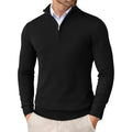 Men's half-zip jumper paired with beige chinos for smart-casual styling