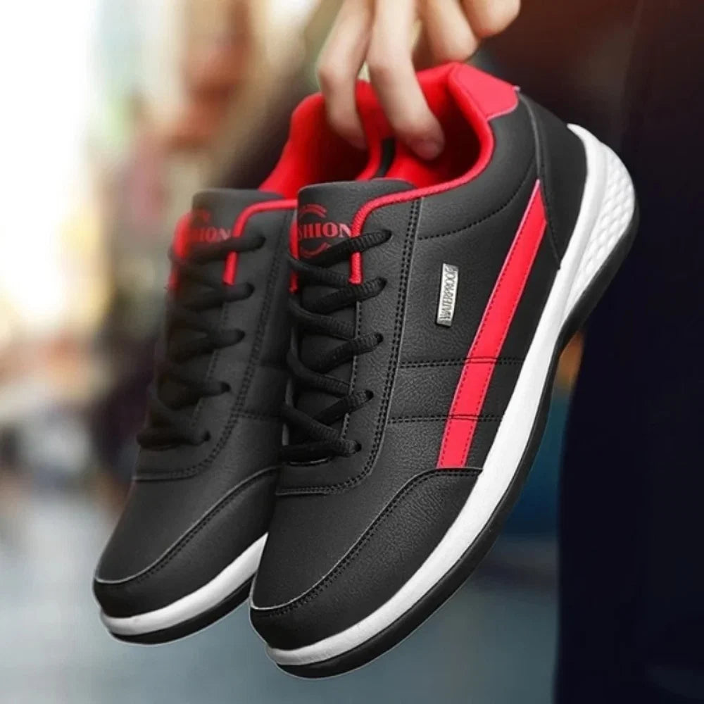 Men's casual leather trainers with supportive construction and clean lines