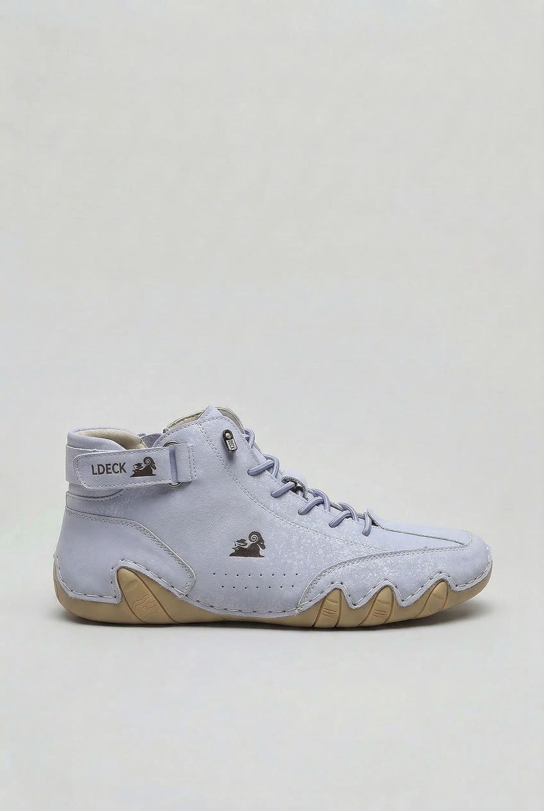 Men's high-top trainers in light blue showing cushioned comfort and everyday durability