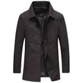 Men's tailored coat in charcoal with button-front closure and classic collar for smart-casual wear