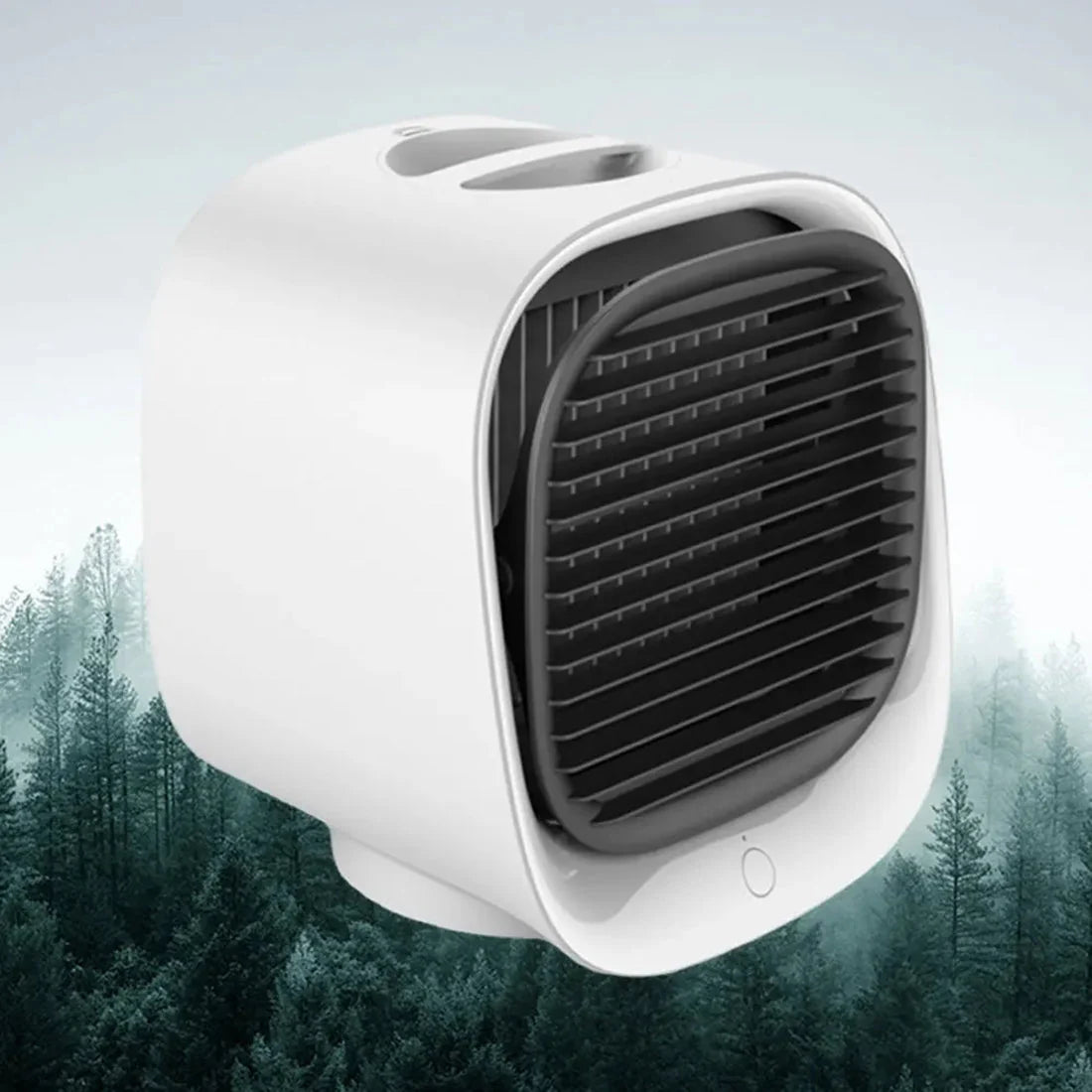 USB-powered personal cooler with cube design and adjustable airflow vents for bedside or desk placement