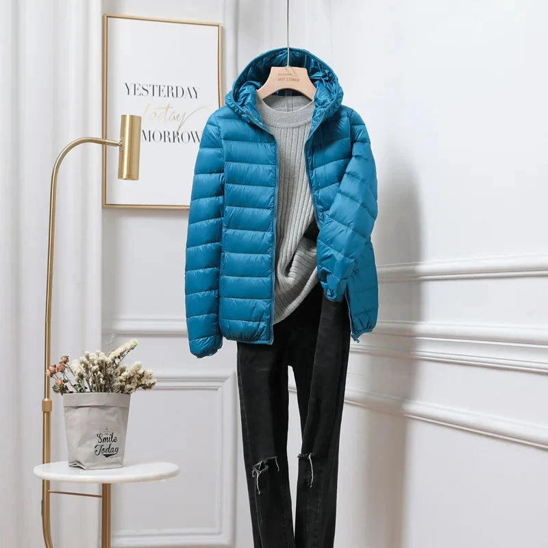 Lightweight cropped puffer jacket packable design ideal for spring layering outfits