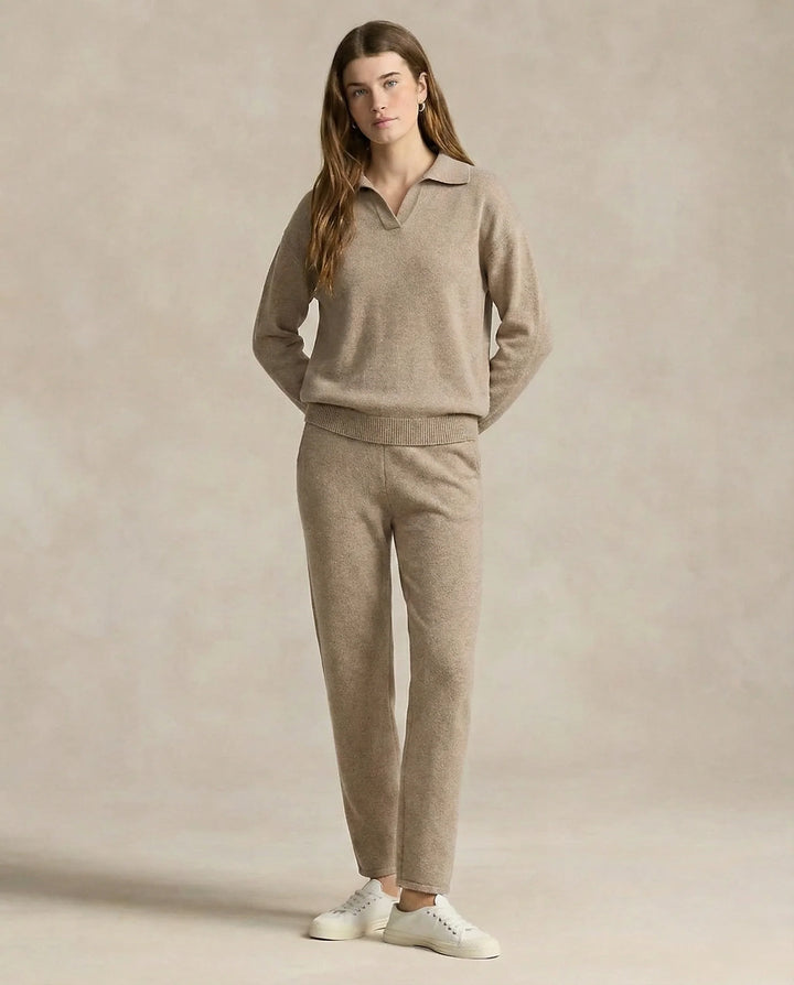 Close-up of Merino lounge set knit fabric showing smooth finish and gentle drape