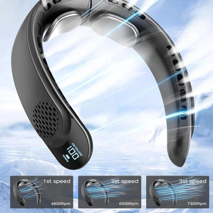 Men's wearable cooling device with U-shaped design and digital interface