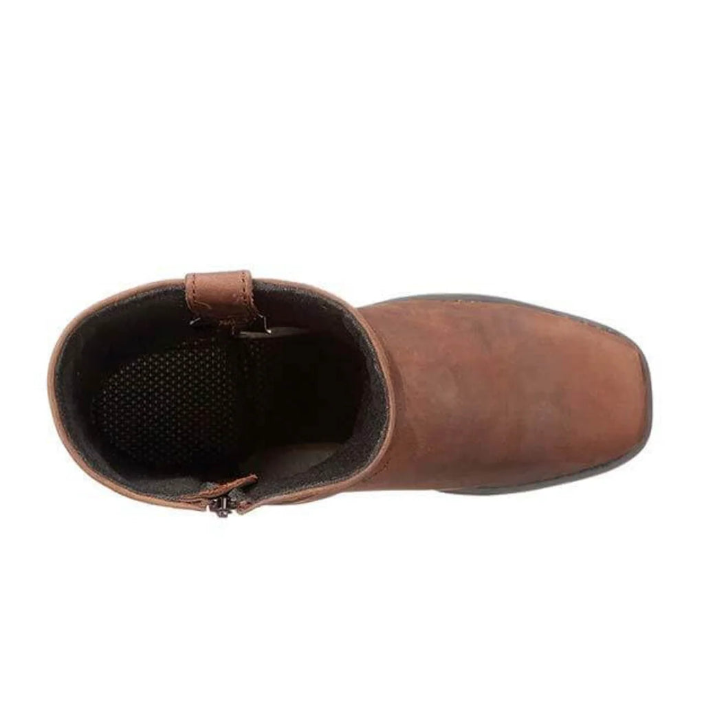 Men's harness ankle boots shown from top angle highlighting shaft opening and zip
