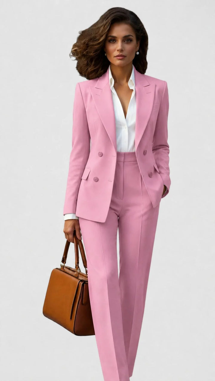 Women's tailored suit set styled for professional office wear with structured blazer