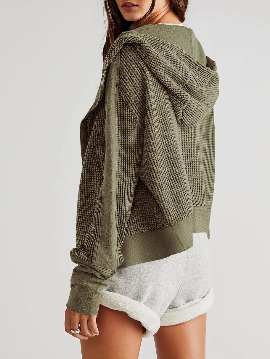 Eliza | Women's Waffle Knit Zip-Up Hoodie