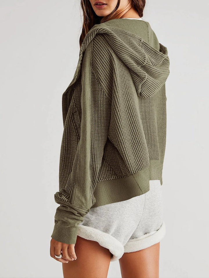 Eliza | Women's Waffle Knit Zip-Up Hoodie