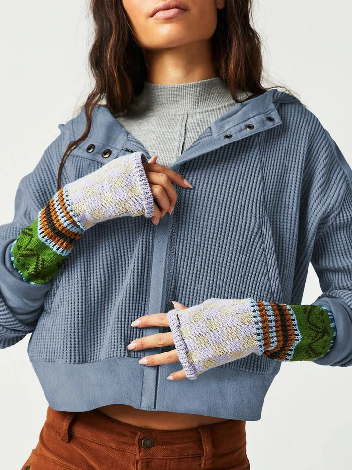 Eliza | Women's Waffle Knit Zip-Up Hoodie