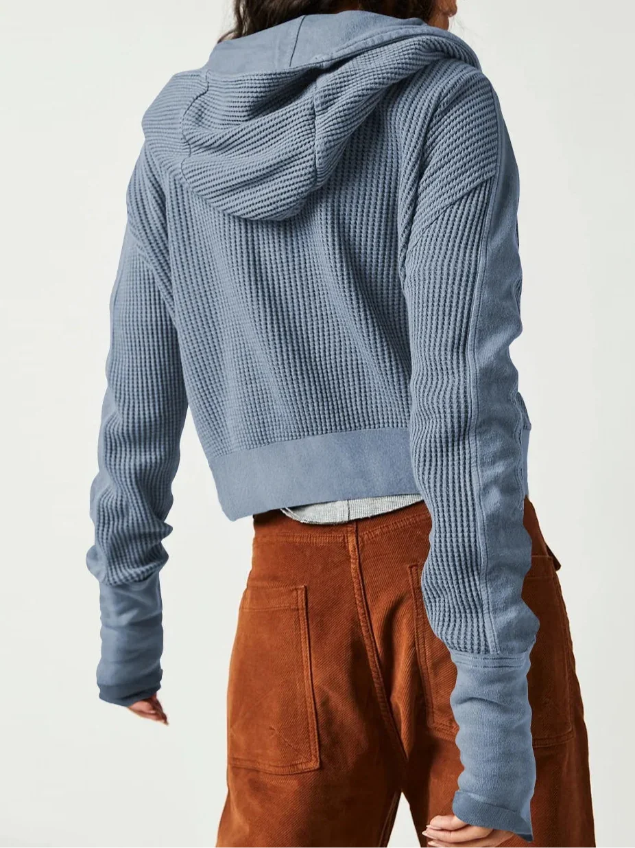 Eliza | Women's Waffle Knit Zip-Up Hoodie