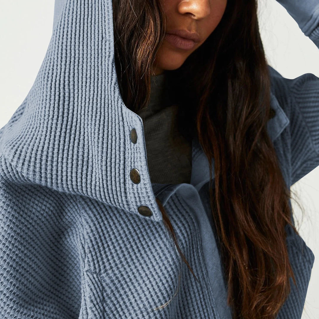 Eliza | Women's Waffle Knit Zip-Up Hoodie