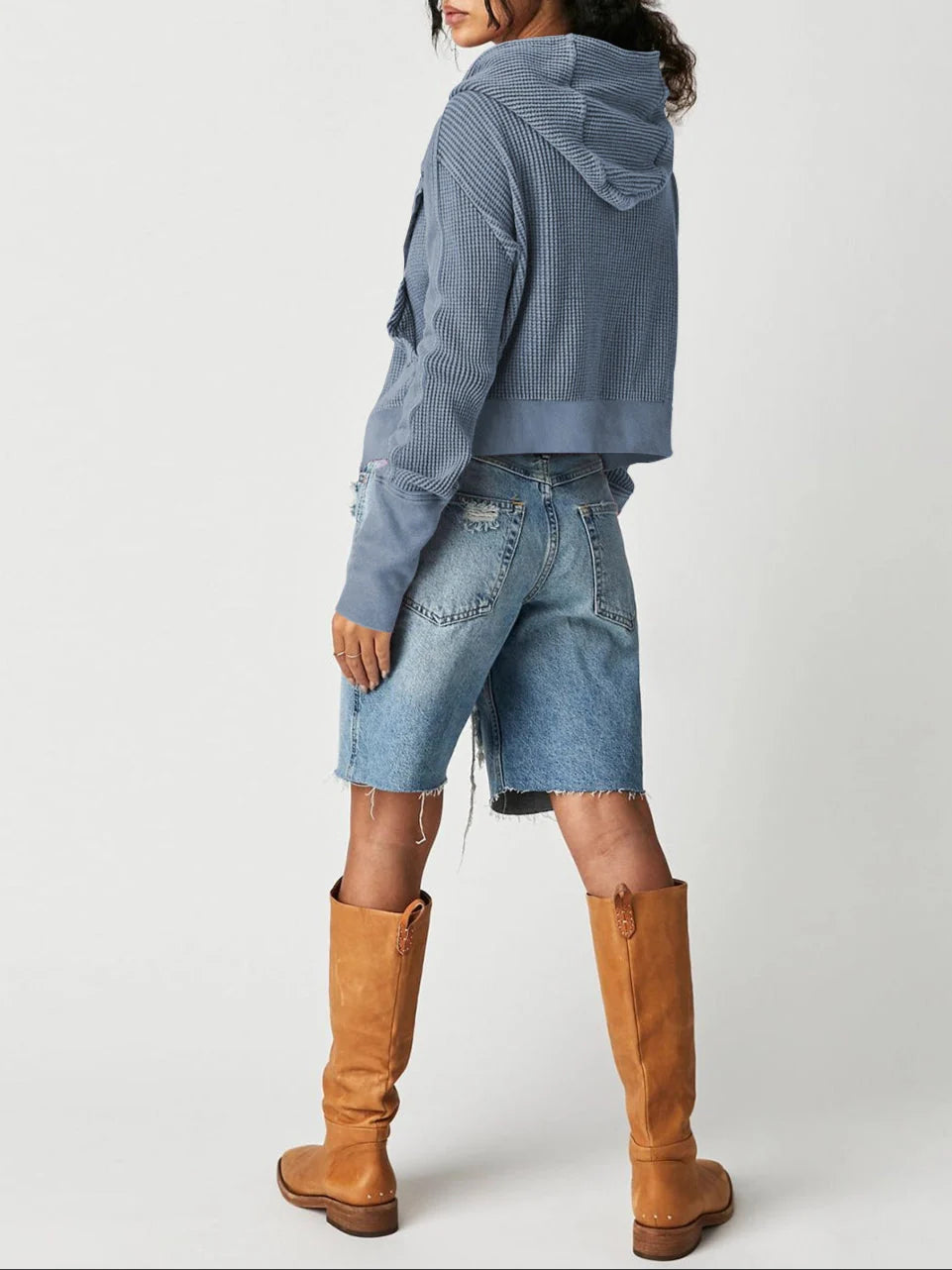 Eliza | Women's Waffle Knit Zip-Up Hoodie