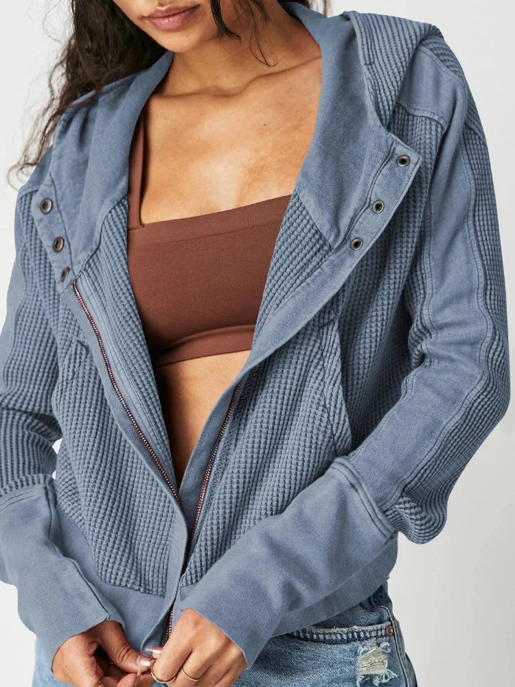 Eliza | Women's Waffle Knit Zip-Up Hoodie