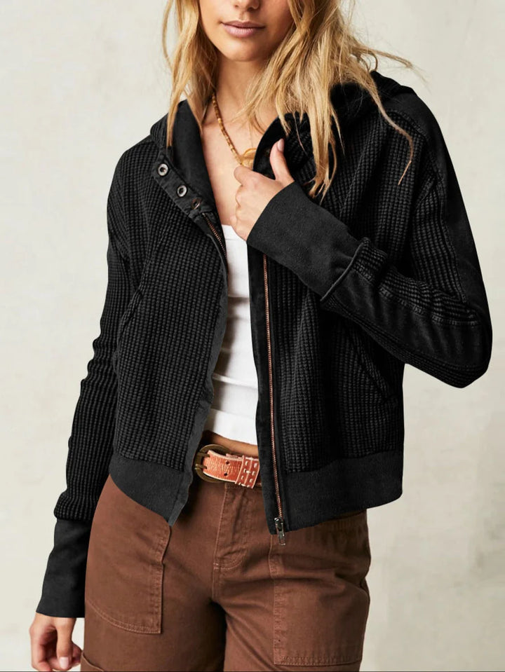 Eliza | Women's Waffle Knit Zip-Up Hoodie