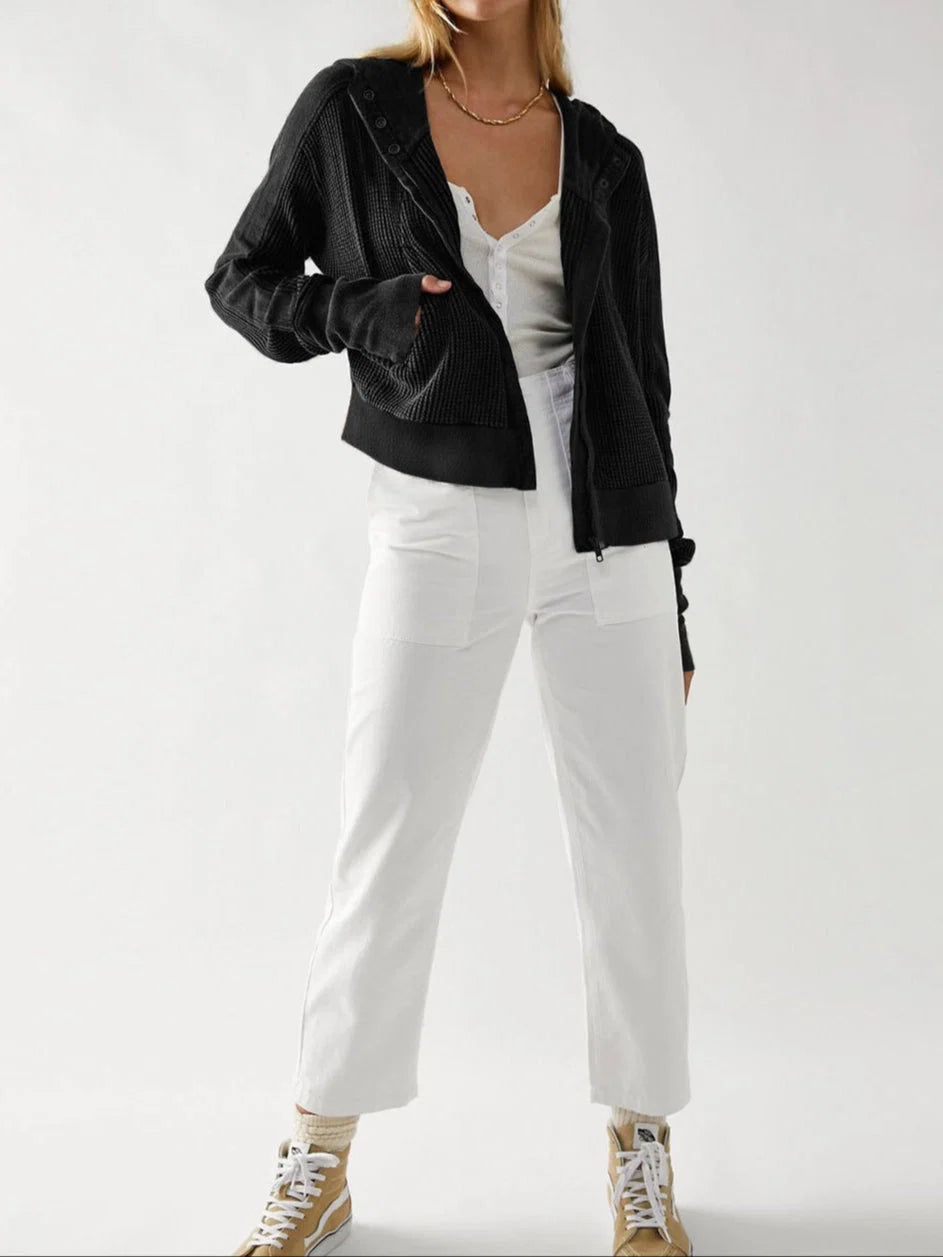 Eliza | Women's Waffle Knit Zip-Up Hoodie