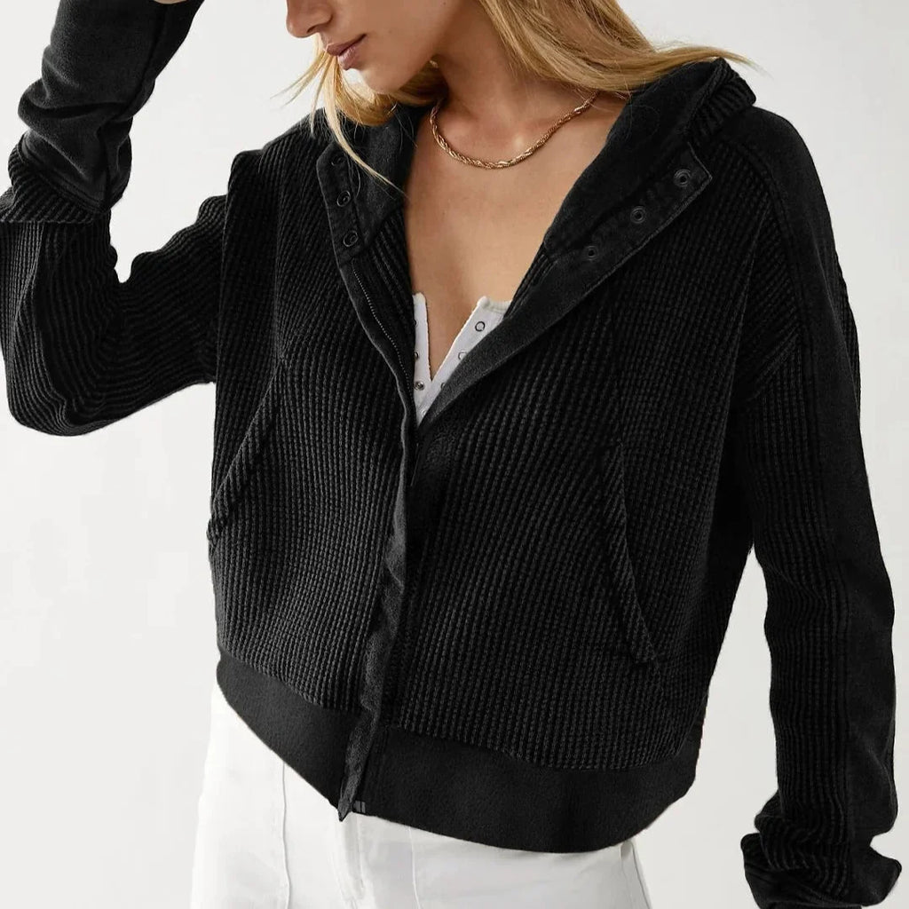 Eliza | Women's Waffle Knit Zip-Up Hoodie