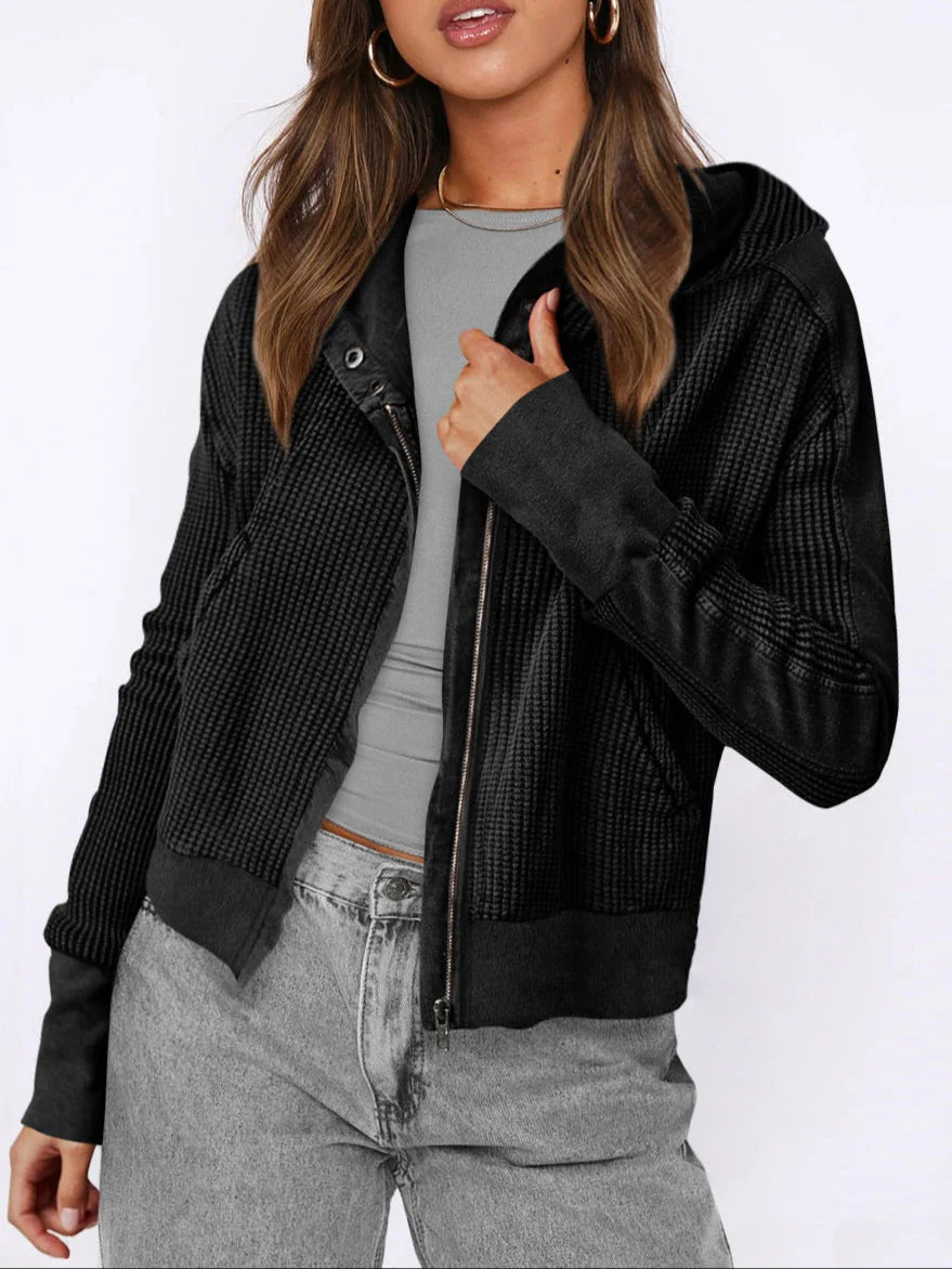 Eliza | Women's Waffle Knit Zip-Up Hoodie