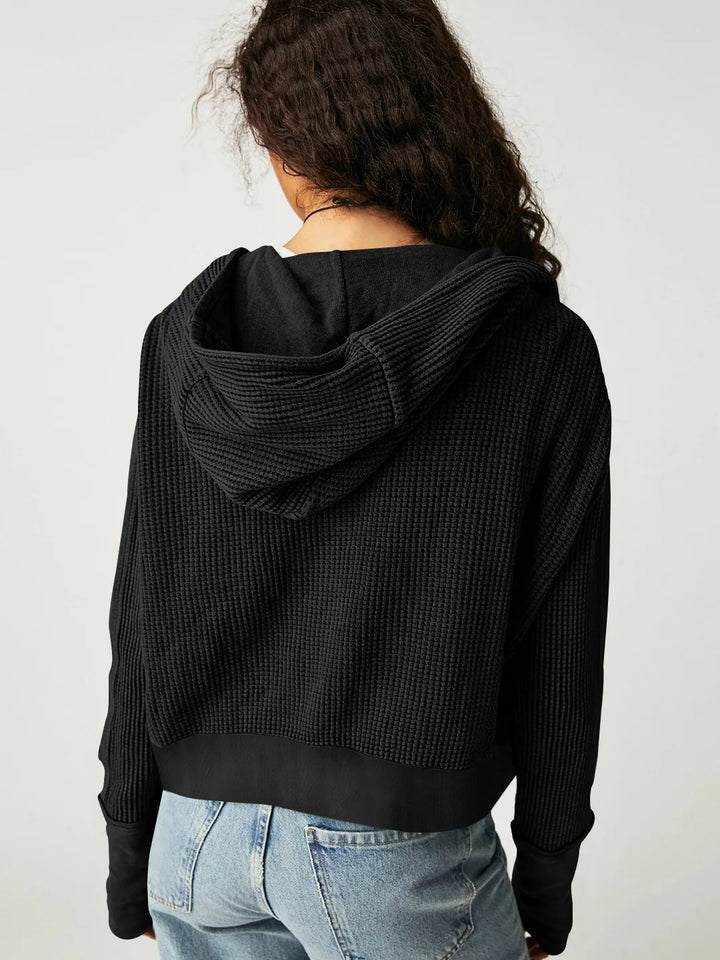 Eliza | Women's Waffle Knit Zip-Up Hoodie