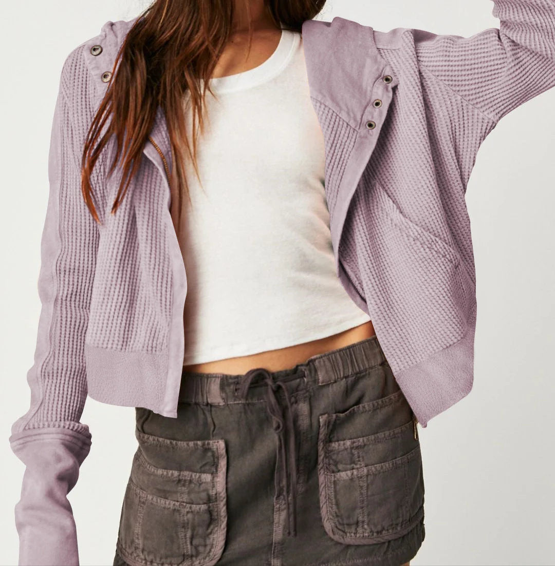 Eliza | Women's Waffle Knit Zip-Up Hoodie