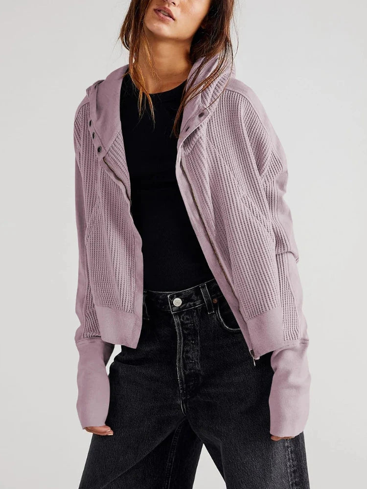 Eliza | Women's Waffle Knit Zip-Up Hoodie