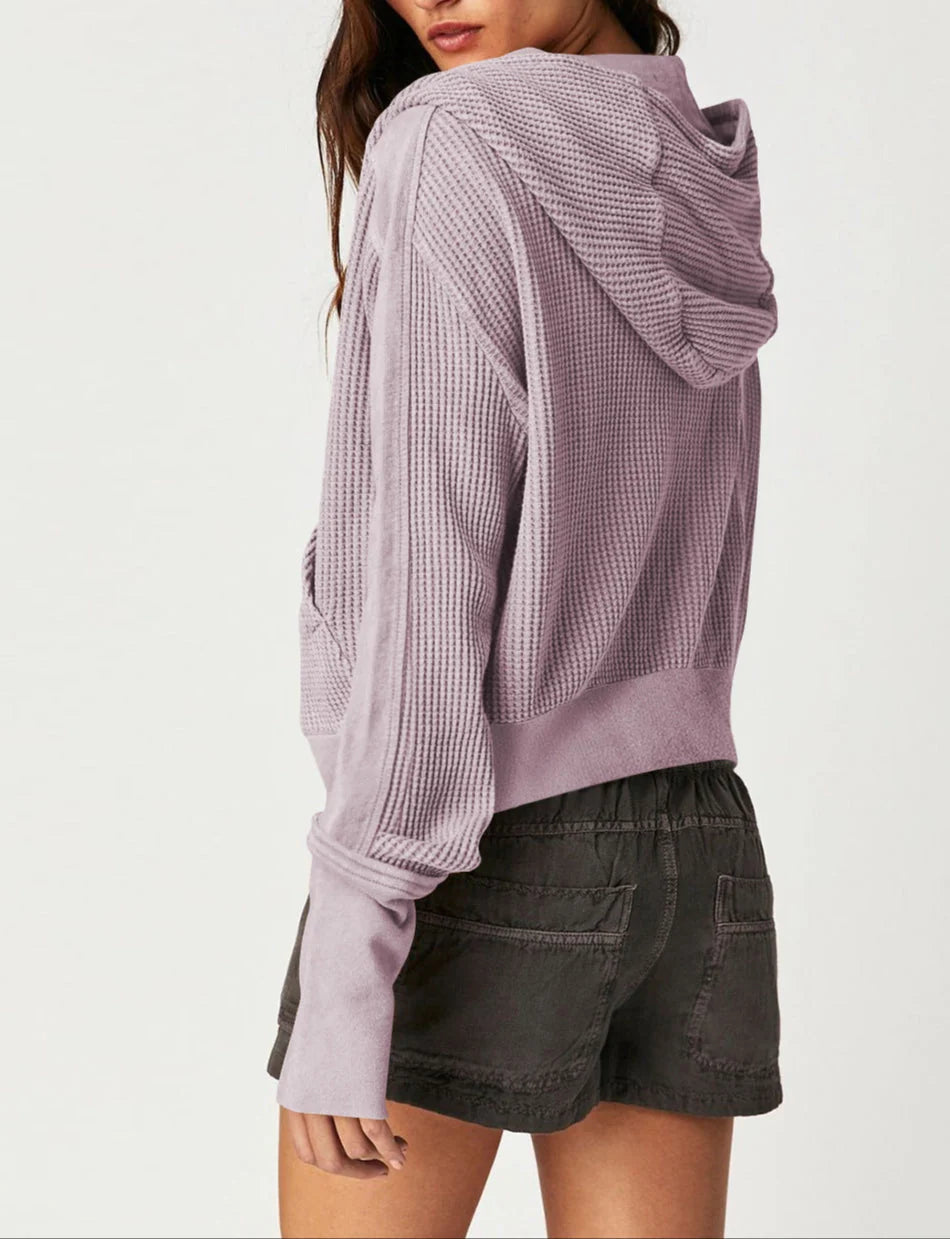 Eliza | Women's Waffle Knit Zip-Up Hoodie