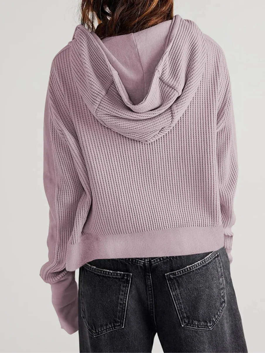 Eliza | Women's Waffle Knit Zip-Up Hoodie