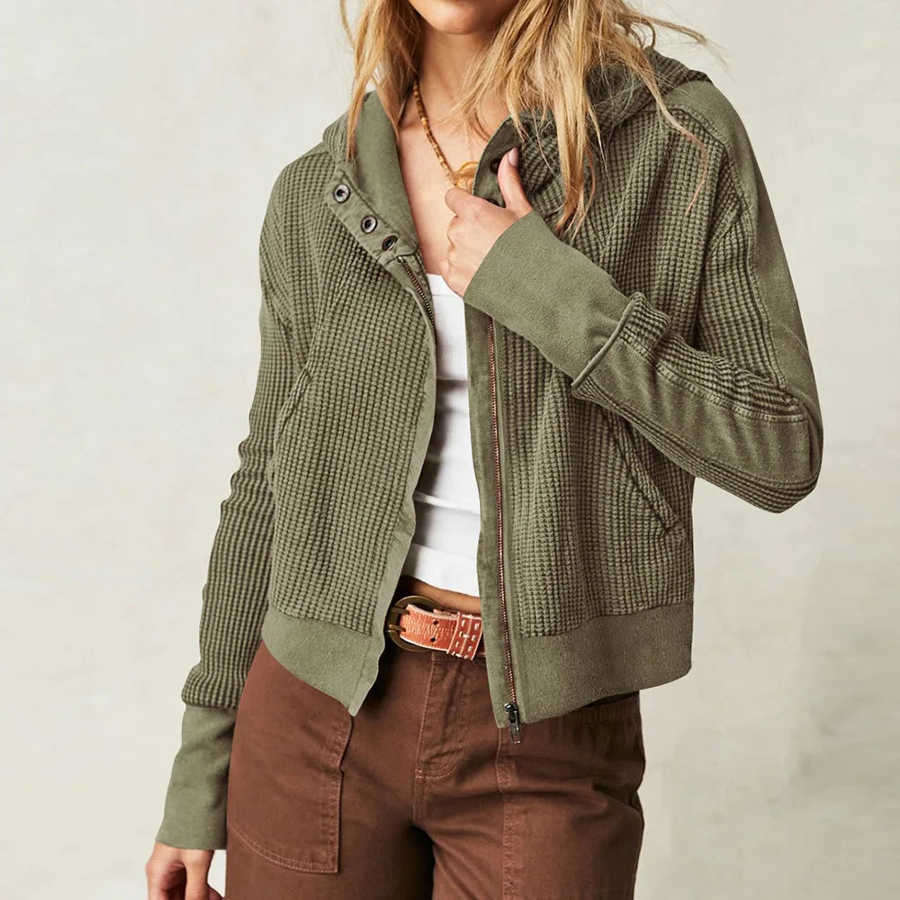 Eliza | Women's Waffle Knit Zip-Up Hoodie