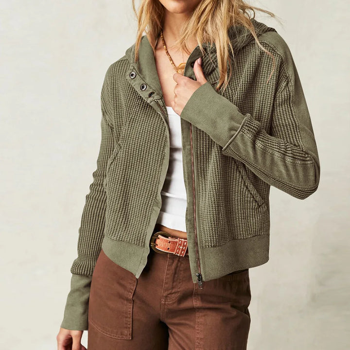 Eliza | Women's Waffle Knit Zip-Up Hoodie