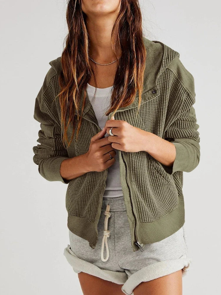 Eliza | Women's Waffle Knit Zip-Up Hoodie