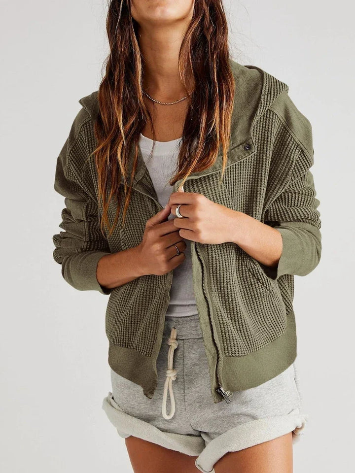 Eliza | Women's Waffle Knit Zip-Up Hoodie