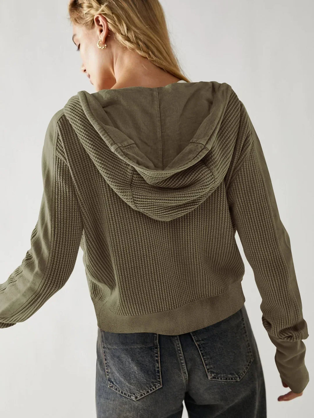 Eliza | Women's Waffle Knit Zip-Up Hoodie