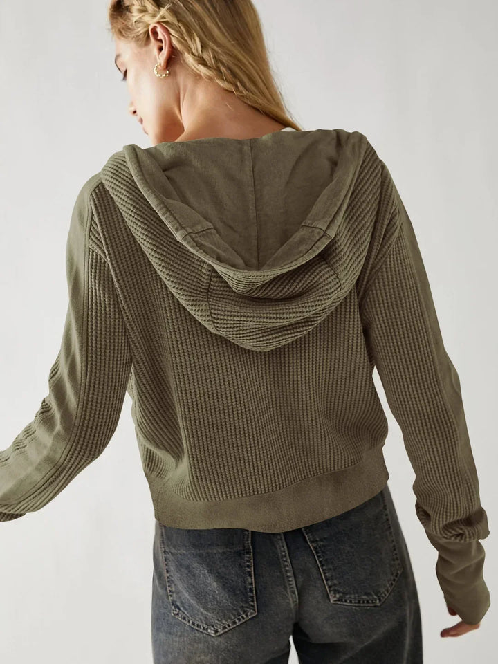 Eliza | Women's Waffle Knit Zip-Up Hoodie