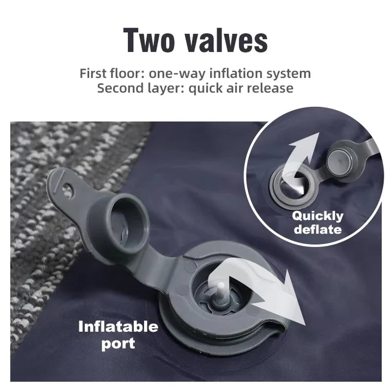 Textured surface pattern on inflatable camping mat designed for ground cushioning and comfort