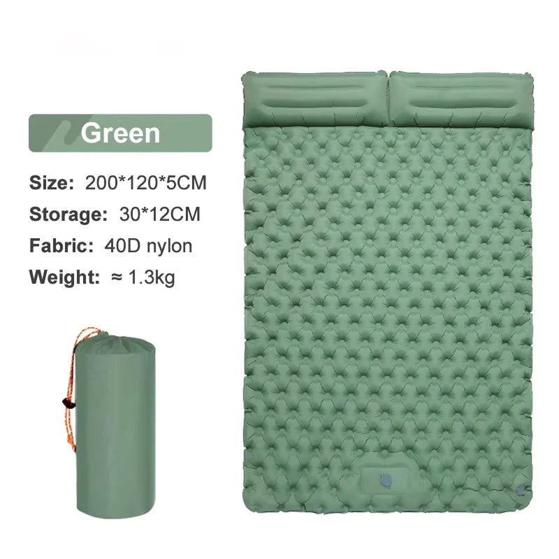 Close-up of waterproof construction and air chamber design on double camping mat