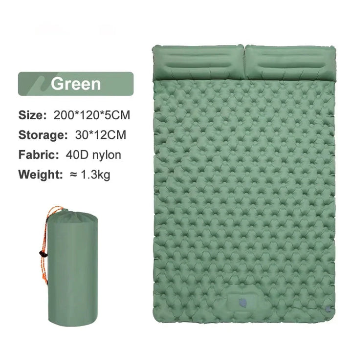 Close-up of waterproof construction and air chamber design on double camping mat