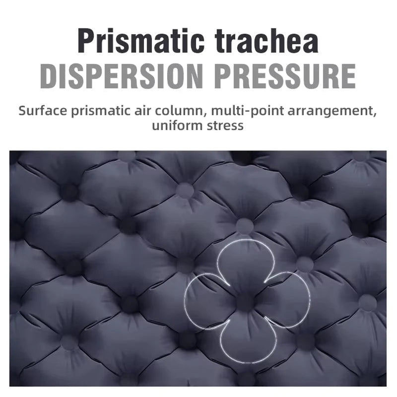 Compact pack size comparison showing 30 x 12cm carry bag next to fully inflated double mat