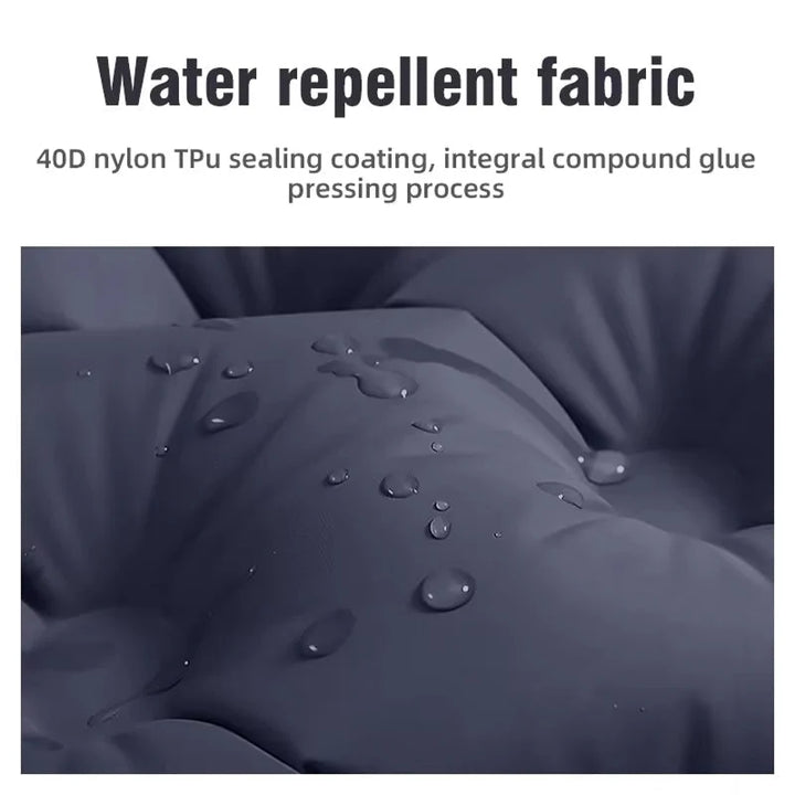 Dual inflatable pillows on double camping mat providing head support for two sleepers