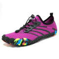 Side view of men's quick-dry water shoes showing breathable mesh upper and flexible construction