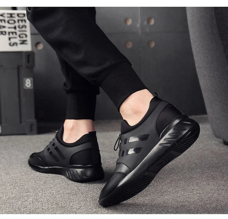 Men's lace-up trainers in action shot demonstrating comfortable fit for daily activities