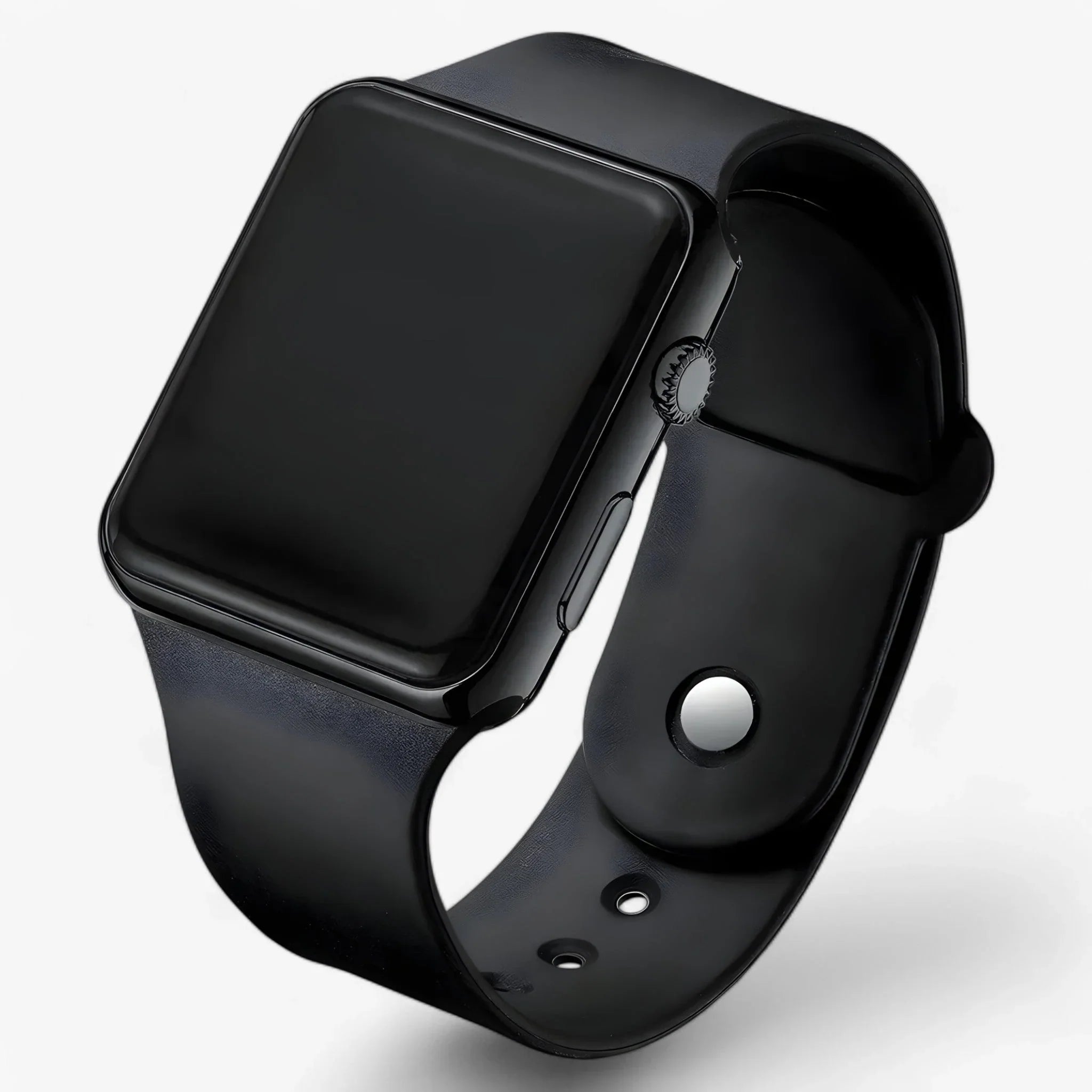 Modern men's LED watch with square screen and flexible silicone band