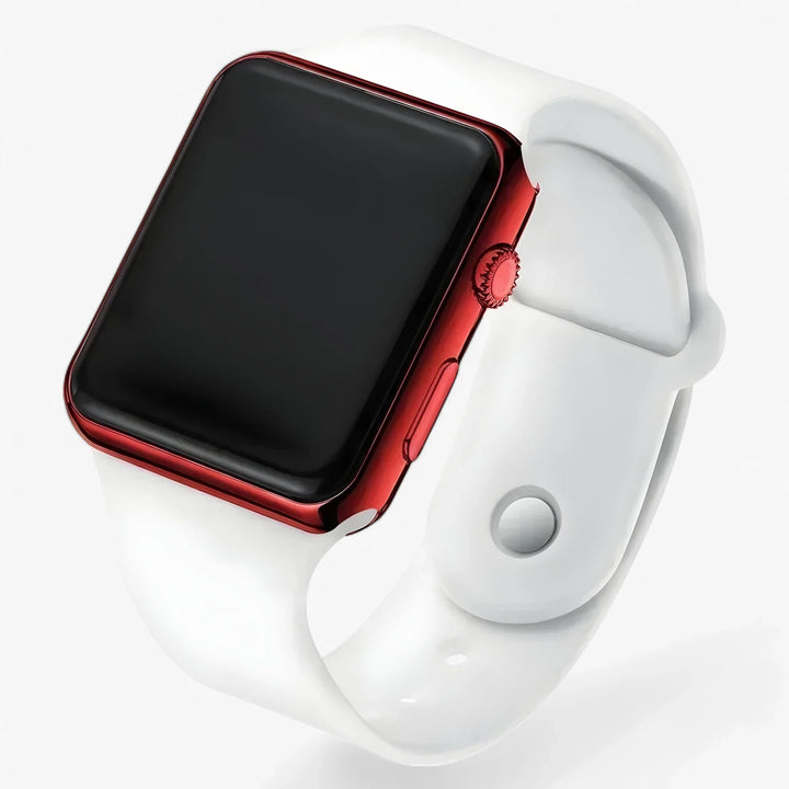 Men's casual digital watch with LED display and adjustable silicone strap