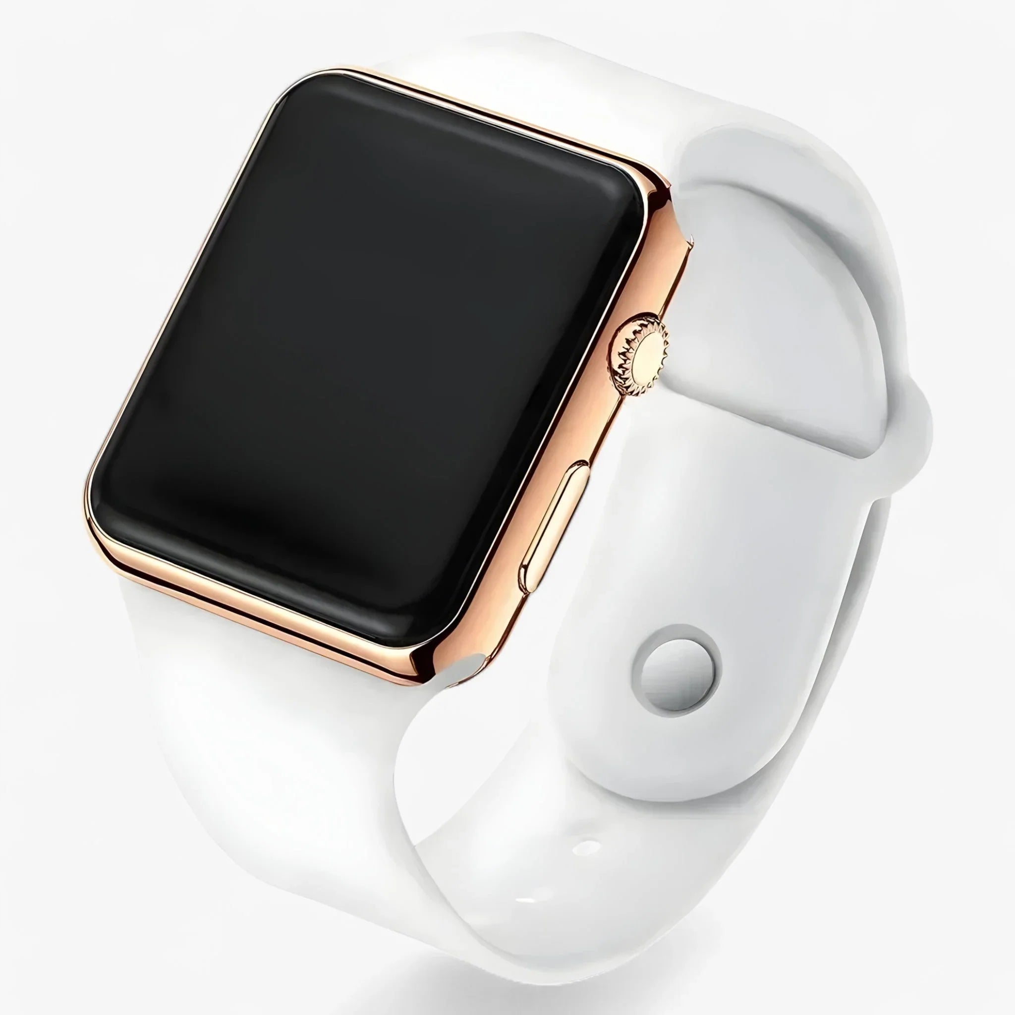 Digital LED watch for men featuring red numerals and modern square case design
