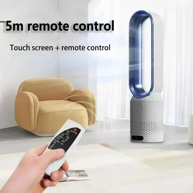 Bladeless tower fan in blue colour option with same sleek design and safety features