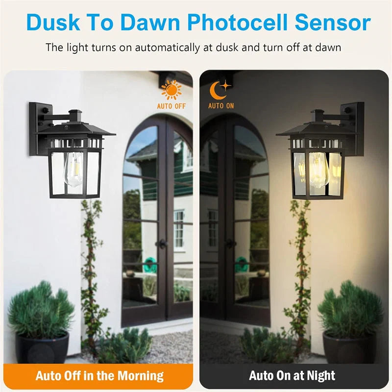 Garden wall lighting with clear glass panels and hand-finished metal frame