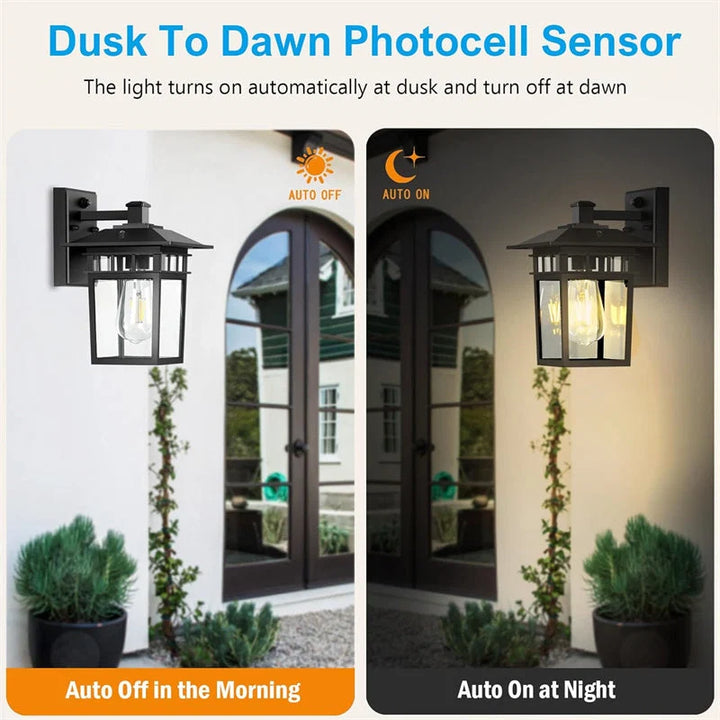 Garden wall lighting with clear glass panels and hand-finished metal frame